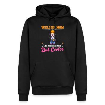 Maman soudeuse comme une maman régulière mais plus cool - Sweat à capuche Premium bio Homme - noir - Devant - Nico (187cm)