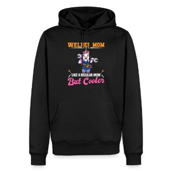 Maman soudeuse comme une maman régulière mais plus cool - Sweat à capuche Premium bio Homme - noir - Devant - Nico (187cm)