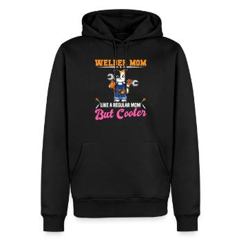 Maman soudeuse comme une maman régulière mais plus cool - Sweat à capuche Premium bio Homme - noir - Devant - Nico (187cm)