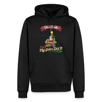 Cher Père Noël Ma sœur l’a fait frères et sœurs Noël - Sweat à capuche Premium bio Homme - noir - Devant - Nico (187cm)