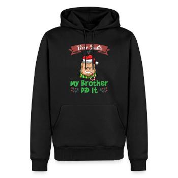 Cher Père Noël Mon frère l’a fait Frères et sœurs Noël - Sweat à capuche Premium bio Homme - noir - Devant - Nico (187cm)