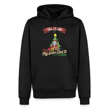 Cher Père Noël Ma sœur l’a fait frères et sœurs Noël - Sweat à capuche Premium bio Homme - noir - Devant - Nico (187cm)