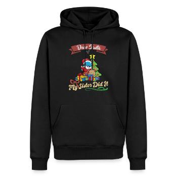 Cher Père Noël Ma sœur l’a fait frères et sœurs Noël - Sweat à capuche Premium bio Homme - noir - Devant - Nico (187cm)