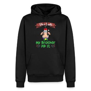 Cher Père Noël Mon frère l’a fait Frères et sœurs Noël - Sweat à capuche Premium bio Homme - noir - Devant - Nico (187cm)