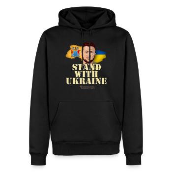 Ukraine New Jersey Drapeaux Zelenskyj - Sweat à capuche Premium bio Homme - noir - Devant - Nico (187cm)