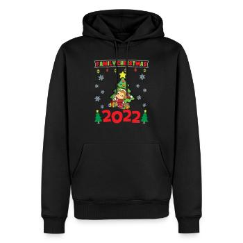 Noël en famille 2022 Drôle d’amoureux de Noël assorti - Sweat à capuche Premium bio Homme - noir - Devant - Nico (187cm)