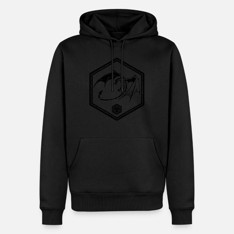 Dragon et dé RPG - Sweat à capuche Premium bio Homme - noir