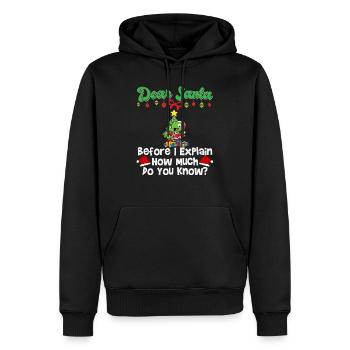 Cher Père Noël avant que j’explique combien savez-vous - Sweat à capuche Premium bio Homme - noir - Devant - Nico (187cm)