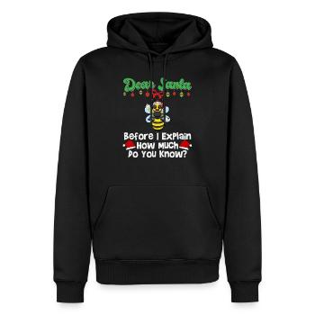 Cher Père Noël avant que j’explique combien savez-vous - Sweat à capuche Premium bio Homme - noir - Devant - Nico (187cm)