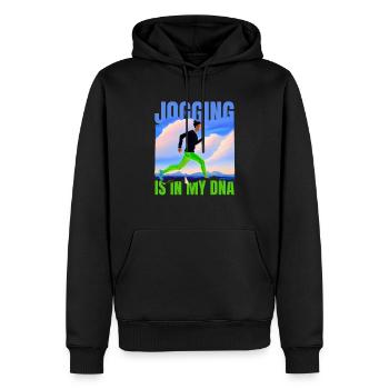 LE JOGGING EST DANS MON ADN - Sweat à capuche Premium bio Homme - noir - Devant - Nico (187cm)