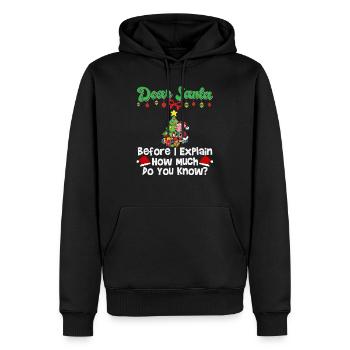 Cher Père Noël avant que j’explique combien savez-vous - Sweat à capuche Premium bio Homme - noir - Devant - Nico (187cm)