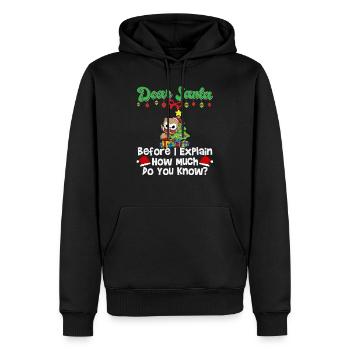 Cher Père Noël avant que j’explique combien savez-vous - Sweat à capuche Premium bio Homme - noir - Devant - Nico (187cm)
