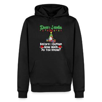 Cher Père Noël avant que j’explique combien savez-vous - Sweat à capuche Premium bio Homme - noir - Devant - Nico (187cm)