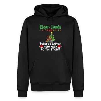 Cher Père Noël avant que j’explique combien savez-vous - Sweat à capuche Premium bio Homme - noir - Devant - Nico (187cm)