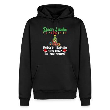 Cher Père Noël avant que j’explique combien savez-vous - Sweat à capuche Premium bio Homme - noir - Devant - Nico (187cm)
