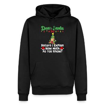 Cher Père Noël avant que j’explique combien savez-vous - Sweat à capuche Premium bio Homme - noir - Devant - Nico (187cm)