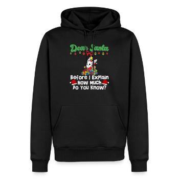Cher Père Noël avant que j’explique combien savez-vous - Sweat à capuche Premium bio Homme - noir - Devant - Nico (187cm)