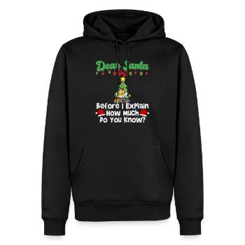 Cher Père Noël avant que j’explique combien savez-vous - Sweat à capuche Premium bio Homme - noir - Devant - Nico (187cm)