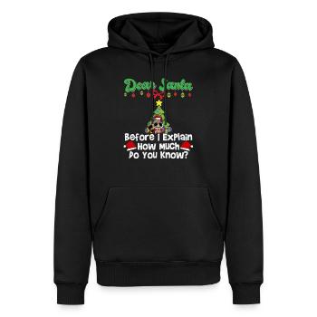 Cher Père Noël avant que j’explique combien savez-vous - Sweat à capuche Premium bio Homme - noir - Devant - Nico (187cm)