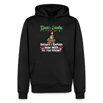 Cher Père Noël avant que j’explique combien savez-vous - Sweat à capuche Premium bio Homme - noir - Devant - Nico (187cm)