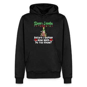 Cher Père Noël avant que j’explique combien savez-vous - Sweat à capuche Premium bio Homme - noir - Devant - Nico (187cm)