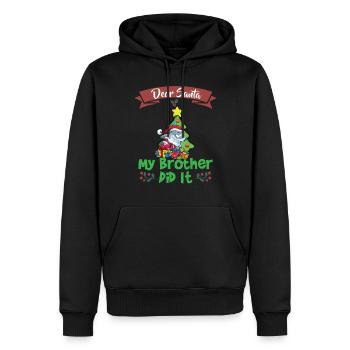 Cher Père Noël Mon frère l’a fait Frères et sœurs Noël - Sweat à capuche Premium bio Homme - noir - Devant - Nico (187cm)