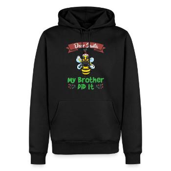 Cher Père Noël Mon frère l’a fait Frères et sœurs Noël - Sweat à capuche Premium bio Homme - noir - Devant - Nico (187cm)