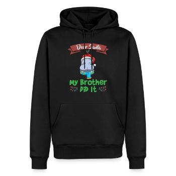 Cher Père Noël Mon frère l’a fait Frères et sœurs Noël - Sweat à capuche Premium bio Homme - noir - Devant - Nico (187cm)