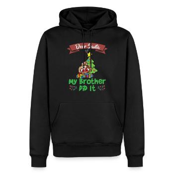 Cher Père Noël Mon frère l’a fait Frères et sœurs Noël - Sweat à capuche Premium bio Homme - noir - Devant - Nico (187cm)