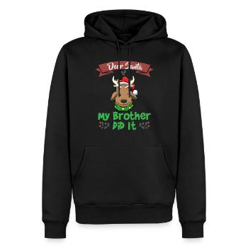 Cher Père Noël Mon frère l’a fait Frères et sœurs Noël - Sweat à capuche Premium bio Homme - noir - Devant - Nico (187cm)