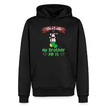 Cher Père Noël Mon frère l’a fait Frères et sœurs Noël - Sweat à capuche Premium bio Homme - noir - Devant - Nico (187cm)