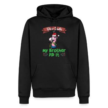 Cher Père Noël Mon frère l’a fait Frères et sœurs Noël - Sweat à capuche Premium bio Homme - noir - Devant - Nico (187cm)
