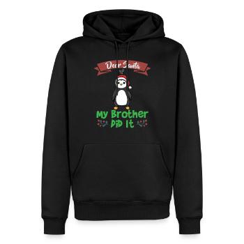 Cher Père Noël Mon frère l’a fait Frères et sœurs Noël - Sweat à capuche Premium bio Homme - noir - Devant - Nico (187cm)