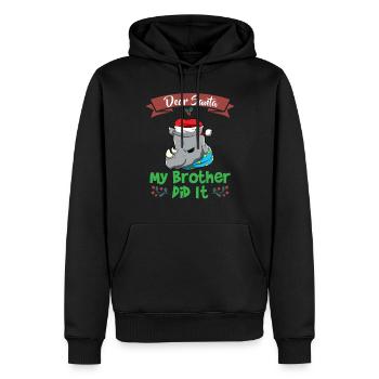 Cher Père Noël Mon frère l’a fait Frères et sœurs Noël - Sweat à capuche Premium bio Homme - noir - Devant - Nico (187cm)