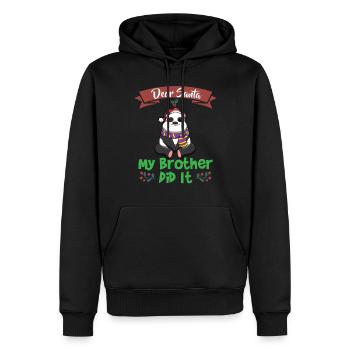 Cher Père Noël Mon frère l’a fait Frères et sœurs Noël - Sweat à capuche Premium bio Homme - noir - Devant - Nico (187cm)