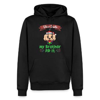 Cher Père Noël Mon frère l’a fait Frères et sœurs Noël - Sweat à capuche Premium bio Homme - noir - Devant - Nico (187cm)