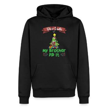 Cher Père Noël Mon frère l’a fait Frères et sœurs Noël - Sweat à capuche Premium bio Homme - noir - Devant - Nico (187cm)