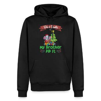 Cher Père Noël Mon frère l’a fait Frères et sœurs Noël - Sweat à capuche Premium bio Homme - noir - Devant - Nico (187cm)