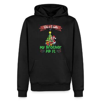 Cher Père Noël Mon frère l’a fait Frères et sœurs Noël - Sweat à capuche Premium bio Homme - noir - Devant - Nico (187cm)