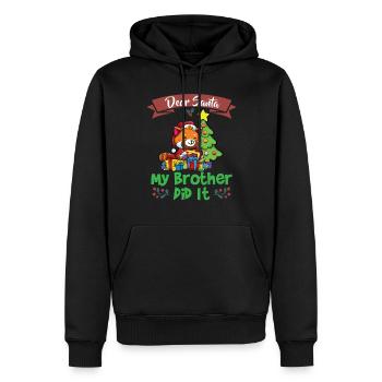 Cher Père Noël Mon frère l’a fait Frères et sœurs Noël - Sweat à capuche Premium bio Homme - noir - Devant - Nico (187cm)