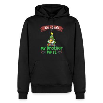 Cher Père Noël Mon frère l’a fait Frères et sœurs Noël - Sweat à capuche Premium bio Homme - noir - Devant - Nico (187cm)