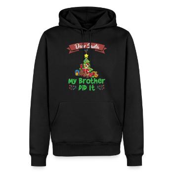 Cher Père Noël Mon frère l’a fait Frères et sœurs Noël - Sweat à capuche Premium bio Homme - noir - Devant - Nico (187cm)