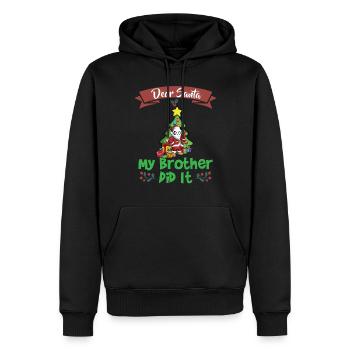 Cher Père Noël Mon frère l’a fait Frères et sœurs Noël - Sweat à capuche Premium bio Homme - noir - Devant - Nico (187cm)
