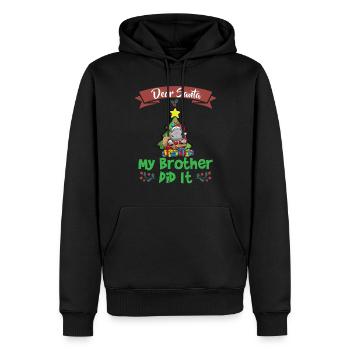 Cher Père Noël Mon frère l’a fait Frères et sœurs Noël - Sweat à capuche Premium bio Homme - noir - Devant - Nico (187cm)