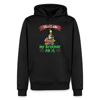 Cher Père Noël Mon frère l’a fait Frères et sœurs Noël - Sweat à capuche Premium bio Homme - noir - Devant - Nico (187cm)