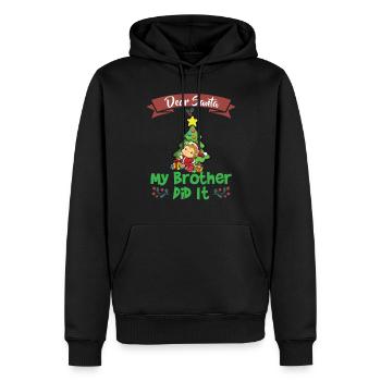 Cher Père Noël Mon frère l’a fait Frères et sœurs Noël - Sweat à capuche Premium bio Homme - noir - Devant - Nico (187cm)