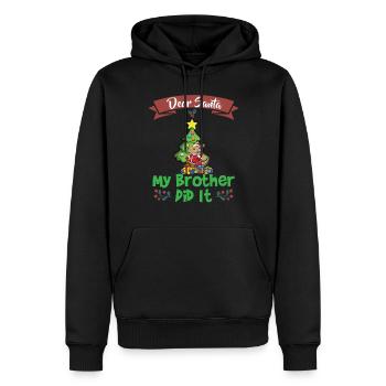 Cher Père Noël Mon frère l’a fait Frères et sœurs Noël - Sweat à capuche Premium bio Homme - noir - Devant - Nico (187cm)