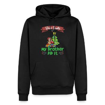 Cher Père Noël Mon frère l’a fait Frères et sœurs Noël - Sweat à capuche Premium bio Homme - noir - Devant - Nico (187cm)