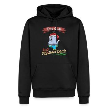 Cher Père Noël Ma sœur l’a fait frères et sœurs Noël - Sweat à capuche Premium bio Homme - noir - Devant - Nico (187cm)