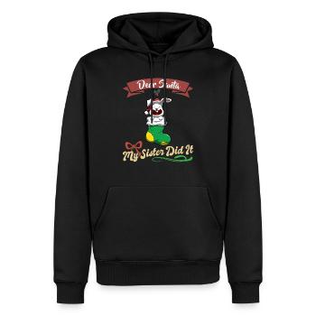 Cher Père Noël Ma sœur l’a fait frères et sœurs Noël - Sweat à capuche Premium bio Homme - noir - Devant - Nico (187cm)